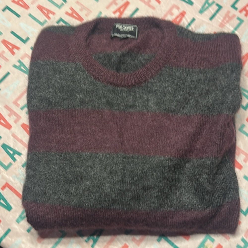 Todd Snyder Men's Crewneck Sweater in Gray and Purple